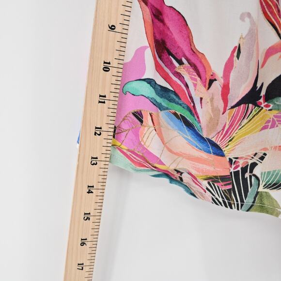 LA BLANCA Dress Size L Paradise Floral ALine Mini White Multi Off Shoulder - Picture 7 of 13